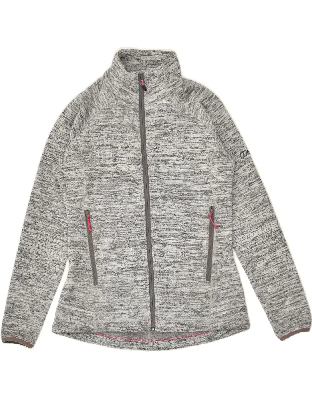 BERGHAUS Womens Tracksuit Top Jacket UK 10 Small Grey Flecked Polyester Fitted Jacket Loose Jacket Oversized Jacket BERGHAUS Womens Tracksuit Top Jacket UK 10 Small Grey Flecked Polyester Fitted Jacket Loose Jacket Oversized Jacket