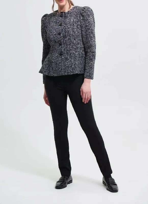 Boucle Jacket With Roped Shoulders In Black/grey Quilted Jacket Puffer Jacket Insulated Jacket Boucle Jacket With Roped Shoulders In Black/grey Quilted Jacket Puffer Jacket Insulated Jacket