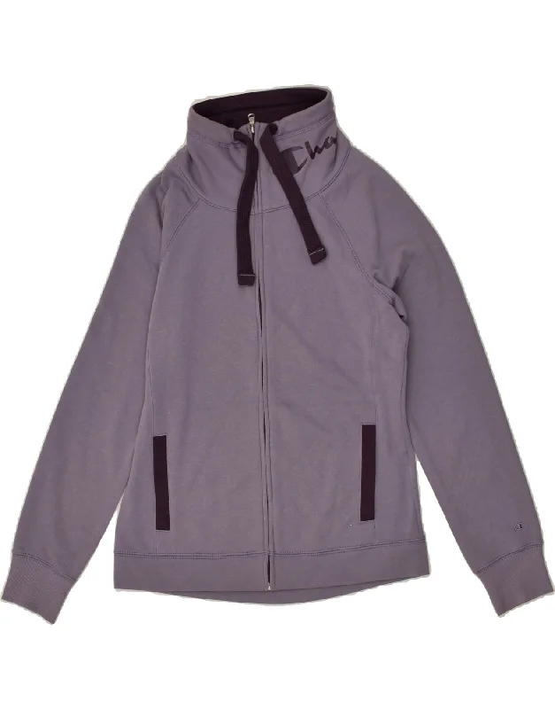 CHAMPION Womens Graphic Tracksuit Top Jacket UK 14 Medium Purple Cotton Collared Jacket Crew Neck Jacket Turtle Neck Jacket CHAMPION Womens Graphic Tracksuit Top Jacket UK 14 Medium Purple Cotton Collared Jacket Crew Neck Jacket Turtle Neck Jacket