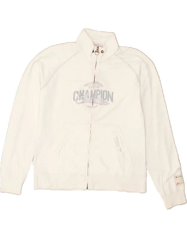 CHAMPION Womens Heritage Fit Graphic Tracksuit Top Jacket UK 18 XL White Snapped Jacket Toggled Jacket Drawstring Jacket CHAMPION Womens Heritage Fit Graphic Tracksuit Top Jacket UK 18 XL White Snapped Jacket Toggled Jacket Drawstring Jacket