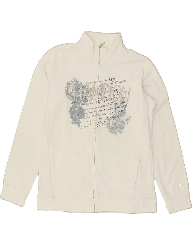CHAMPION Womens Heritage Fit Tracksuit Top Jacket UK 16 Large White Knit Fabric Woven Fabric Fleece Fabric CHAMPION Womens Heritage Fit Tracksuit Top Jacket UK 16 Large White Knit Fabric Woven Fabric Fleece Fabric