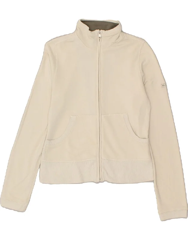 CHAMPION Womens Tracksuit Top Jacket UK 12 Medium Beige Cotton Cotton Jacket Linen Jacket Terry Jacket CHAMPION Womens Tracksuit Top Jacket UK 12 Medium Beige Cotton Cotton Jacket Linen Jacket Terry Jacket