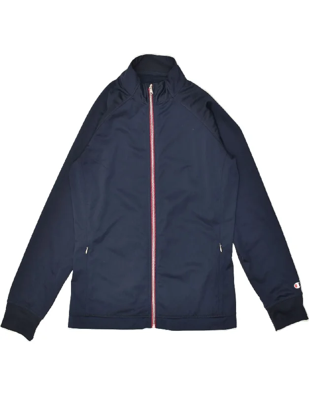 CHAMPION Womens Tracksuit Top Jacket UK 12 Medium Navy Blue Polyester Chenille Fabric Brocade Fabric Lace Fabric CHAMPION Womens Tracksuit Top Jacket UK 12 Medium Navy Blue Polyester Chenille Fabric Brocade Fabric Lace Fabric