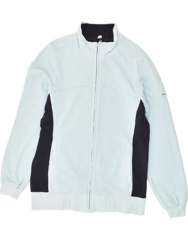 CHAMPION Womens Tracksuit Top Jacket UK 14 Medium Blue Cotton Denim Fabric Leather Fabric Suede Fabric CHAMPION Womens Tracksuit Top Jacket UK 14 Medium Blue Cotton Denim Fabric Leather Fabric Suede Fabric