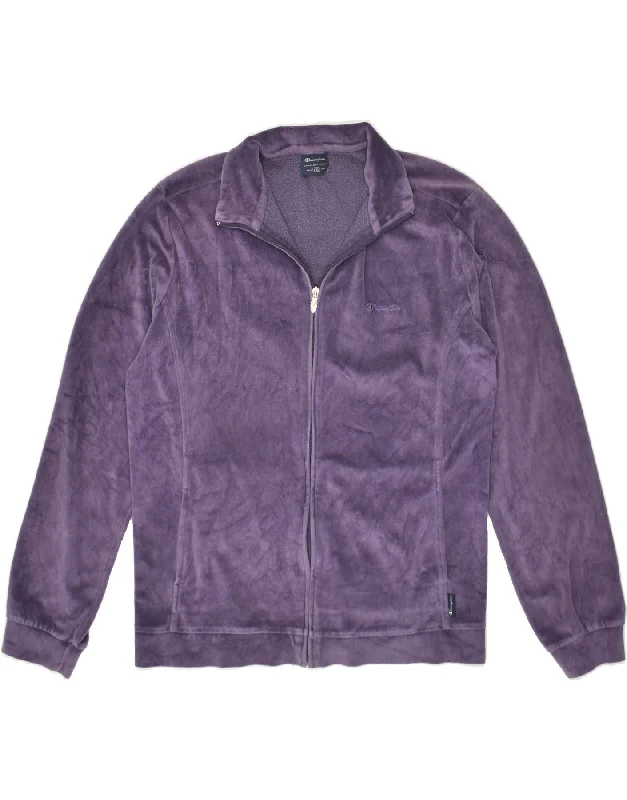 CHAMPION Womens Tracksuit Top Jacket UK 20 2XL Purple Polyester Fleece Fabric Down Fabric Feather Fabric CHAMPION Womens Tracksuit Top Jacket UK 20 2XL Purple Polyester Fleece Fabric Down Fabric Feather Fabric