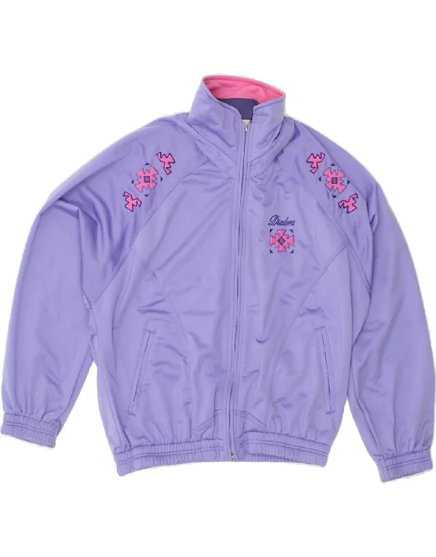 DIADORA Womens Oversized Graphic Tracksuit Top Jacket IT 42 Medium Purple Fleece Jacket Down Jacket Parka DIADORA Womens Oversized Graphic Tracksuit Top Jacket IT 42 Medium Purple Fleece Jacket Down Jacket Parka