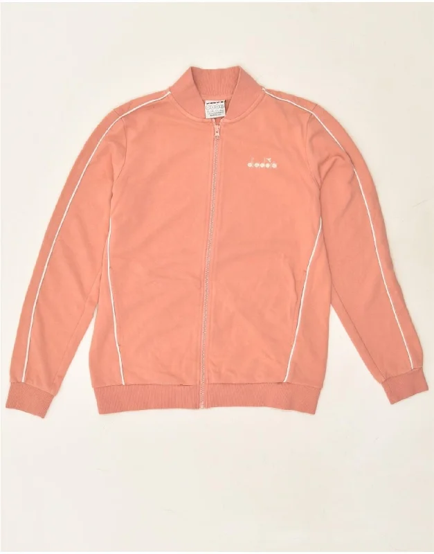 DIADORA Womens Tracksuit Top Jacket UK 10 Small Pink Cotton Welt Pockets Slit Pockets Flap Pockets DIADORA Womens Tracksuit Top Jacket UK 10 Small Pink Cotton Welt Pockets Slit Pockets Flap Pockets