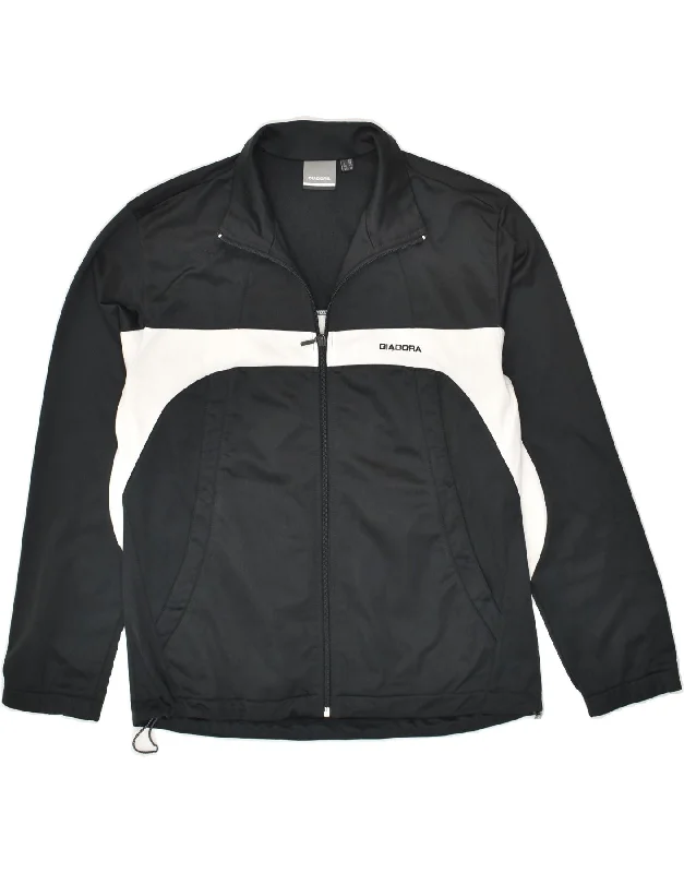DIADORA Womens Tracksuit Top Jacket UK 12 Medium Black Colourblock Tiered Jacket Buttoned Jacket Zippered Jacket DIADORA Womens Tracksuit Top Jacket UK 12 Medium Black Colourblock Tiered Jacket Buttoned Jacket Zippered Jacket