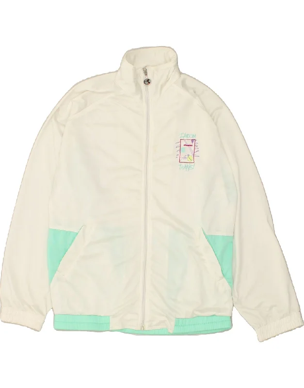DIADORA Womens Tracksuit Top Jacket UK 18 XL White Colourblock Polyester Knit Fabric Woven Fabric Fleece Fabric DIADORA Womens Tracksuit Top Jacket UK 18 XL White Colourblock Polyester Knit Fabric Woven Fabric Fleece Fabric