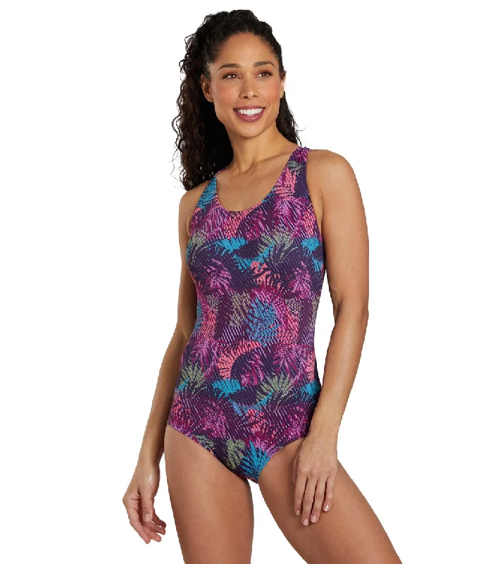 Dolfin Women's Print Conservative Lap One Piece Swimsuit Enchanted Sleek Full Coverage