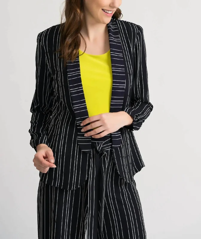 Double Pinstripe Jacket In Navy/white Stripe Wool Jacket Cashmere Jacket Tweed Jacket Double Pinstripe Jacket In Navy/white Stripe Wool Jacket Cashmere Jacket Tweed Jacket