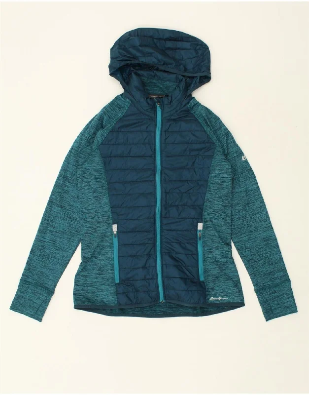 EDDIE BAUER Womens Hooded Tracksuit Top Jacket UK 12 Medium Turquoise Denim Fabric Leather Fabric Suede Fabric EDDIE BAUER Womens Hooded Tracksuit Top Jacket UK 12 Medium Turquoise Denim Fabric Leather Fabric Suede Fabric