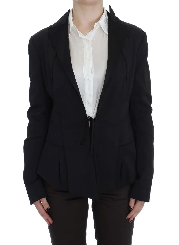 Exte Stretch Single Breasted Blazer Women's Jacket A-Line Jacket Boat Neck Shawl Collar Exte Stretch Single Breasted Blazer Women's Jacket A-Line Jacket Boat Neck Shawl Collar