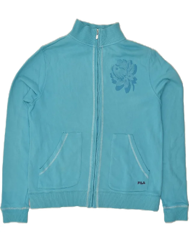 FILA Womens Graphic Tracksuit Top Jacket UK 16 Large Blue Cotton Appliqued Jacket Beaded Jacket Sequined Jacket FILA Womens Graphic Tracksuit Top Jacket UK 16 Large Blue Cotton Appliqued Jacket Beaded Jacket Sequined Jacket