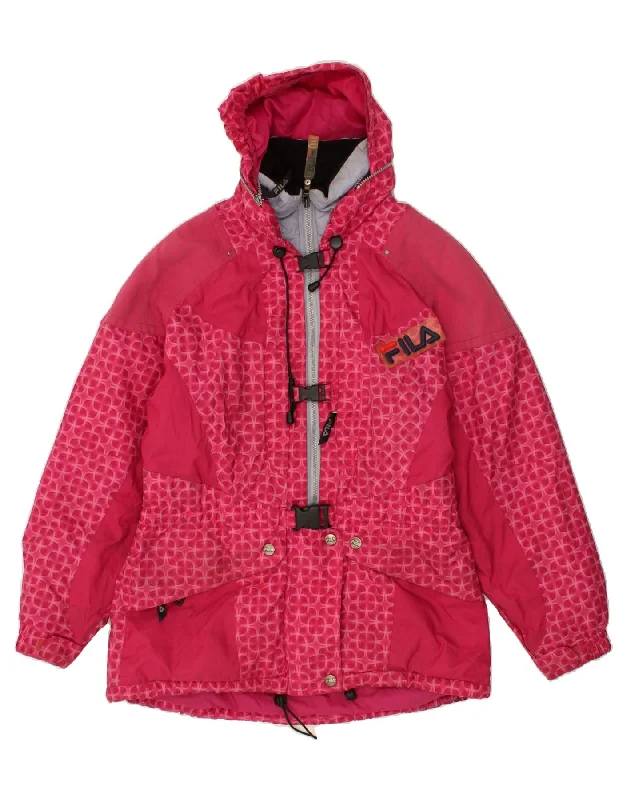 FILA Womens Hooded Ski Jacket IT 46 Large Pink Colourblock Polyester Hoodie Zip-Up Jacket Button-Up Jacket FILA Womens Hooded Ski Jacket IT 46 Large Pink Colourblock Polyester Hoodie Zip-Up Jacket Button-Up Jacket