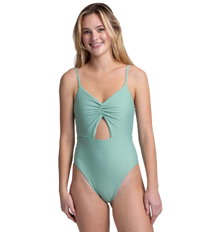 JOLYN Women's Ariana Solid Front Keyhole Adjustable Strap One Piece Swimsuit Clover Sexy Cutout Swimsuit