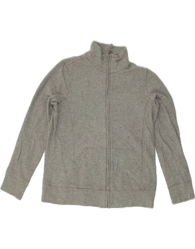 L.L.BEAN Womens Tracksuit Top Jacket UK 16 Large Grey Cotton Zip Front Button Front Snap Front L.L.BEAN Womens Tracksuit Top Jacket UK 16 Large Grey Cotton Zip Front Button Front Snap Front
