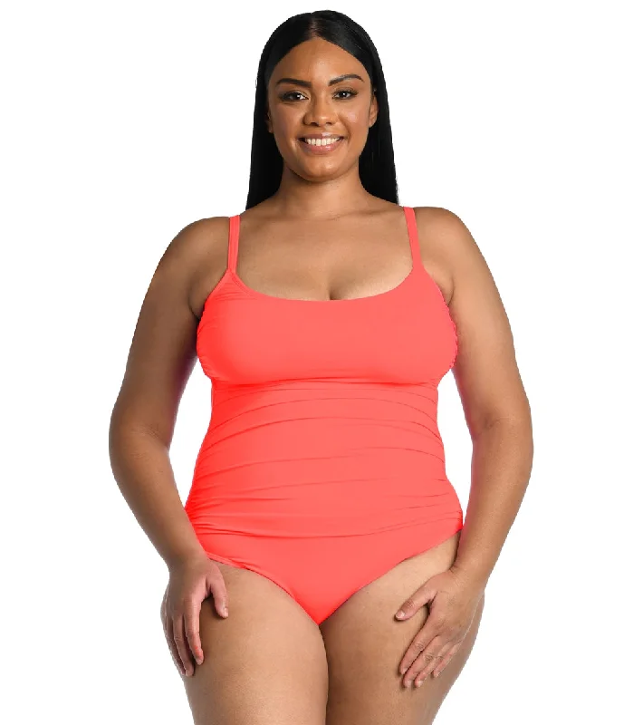 La Blanca Plus Size Island Goddess Lingerie One Piece Swimsuit Hot Coral Stylish Swimsuit Set