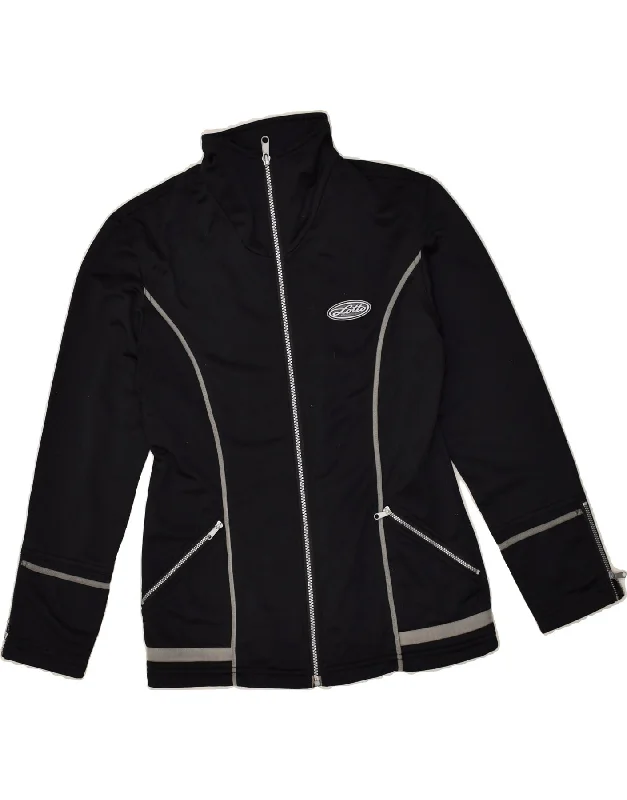 LOTTO Womens Tracksuit Top Jacket UK 10 Small Black Polyester Denim Fabric Leather Fabric Suede Fabric LOTTO Womens Tracksuit Top Jacket UK 10 Small Black Polyester Denim Fabric Leather Fabric Suede Fabric