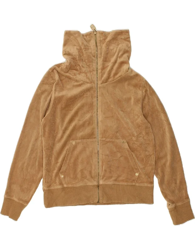 MICHAEL KORS Womens Velour Tracksuit Top Jacket UK 14 Large Brown Cotton Satin Jacket Silk Jacket Chiffon Jacket MICHAEL KORS Womens Velour Tracksuit Top Jacket UK 14 Large Brown Cotton Satin Jacket Silk Jacket Chiffon Jacket