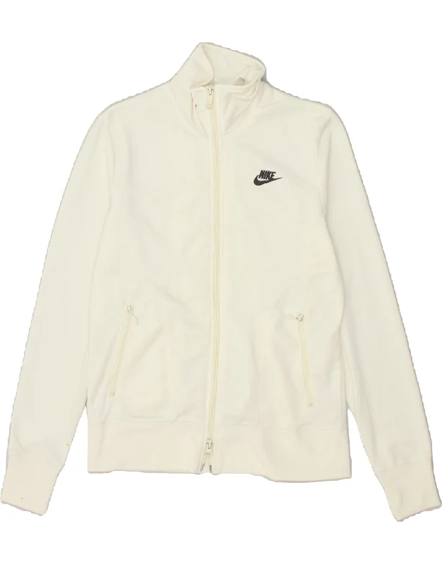 NIKE Womens Tracksuit Top Jacket UK 14/16 Large Off White Polyester Boat Neck Shawl Collar Notched Collar NIKE Womens Tracksuit Top Jacket UK 14/16 Large Off White Polyester Boat Neck Shawl Collar Notched Collar