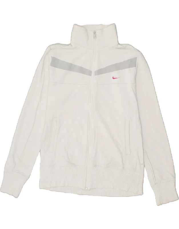 NIKE Womens Tracksuit Top Jacket UK 14 Large White Cotton Denim Fabric Leather Fabric Suede Fabric NIKE Womens Tracksuit Top Jacket UK 14 Large White Cotton Denim Fabric Leather Fabric Suede Fabric