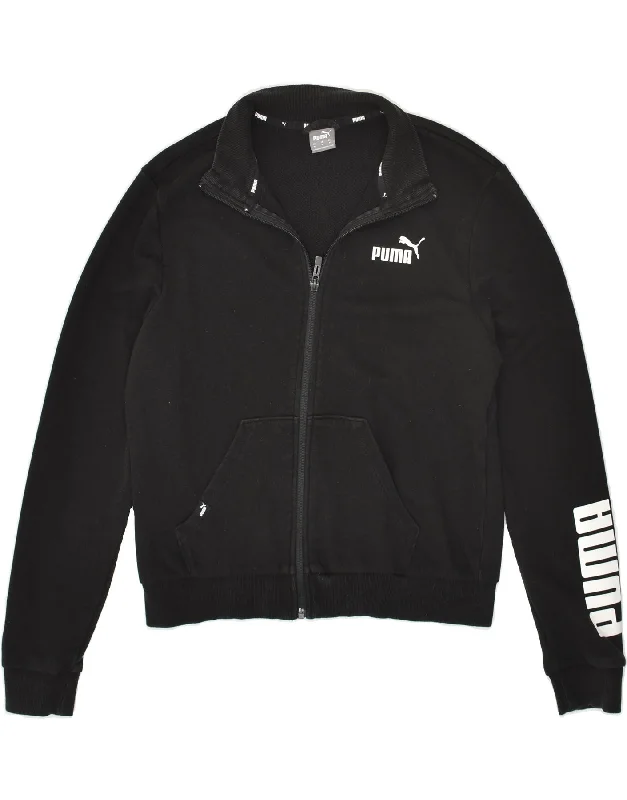 PUMA Womens Graphic Tracksuit Top Jacket UK 14 Medium Black Front Pockets Side Pockets Patch Pockets PUMA Womens Graphic Tracksuit Top Jacket UK 14 Medium Black Front Pockets Side Pockets Patch Pockets