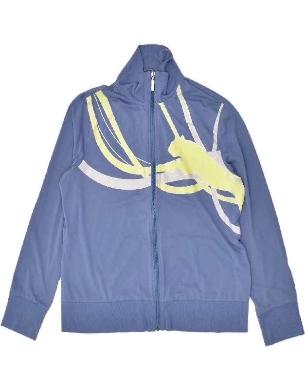 PUMA Womens Graphic Tracksuit Top Jacket UK 18 XL Blue Polyester Knit Jacket Woven Jacket Fleece Jacket PUMA Womens Graphic Tracksuit Top Jacket UK 18 XL Blue Polyester Knit Jacket Woven Jacket Fleece Jacket