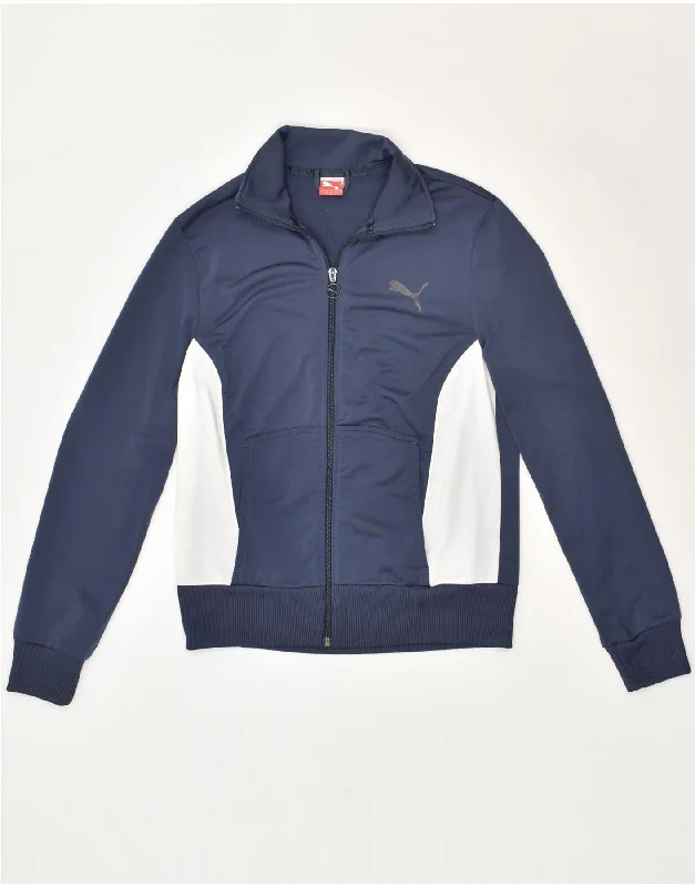 PUMA Womens Tracksuit Top Jacket UK 14 Medium Navy Blue Colourblock Appliqued Jacket Beaded Jacket Sequined Jacket PUMA Womens Tracksuit Top Jacket UK 14 Medium Navy Blue Colourblock Appliqued Jacket Beaded Jacket Sequined Jacket