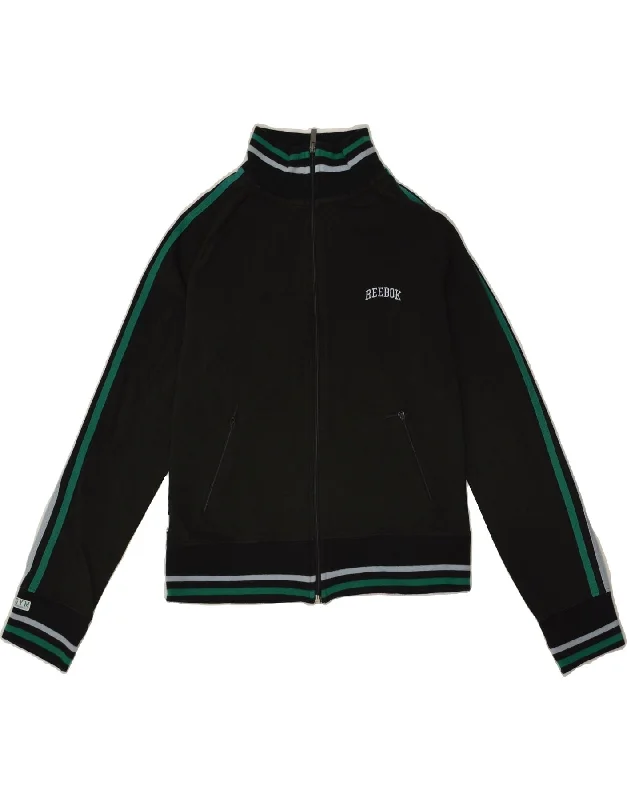 REEBOK Womens Graphic Tracksuit Top Jacket UK 14 Large Black Striped Chenille Jacket Brocade Jacket Lace Jacket REEBOK Womens Graphic Tracksuit Top Jacket UK 14 Large Black Striped Chenille Jacket Brocade Jacket Lace Jacket