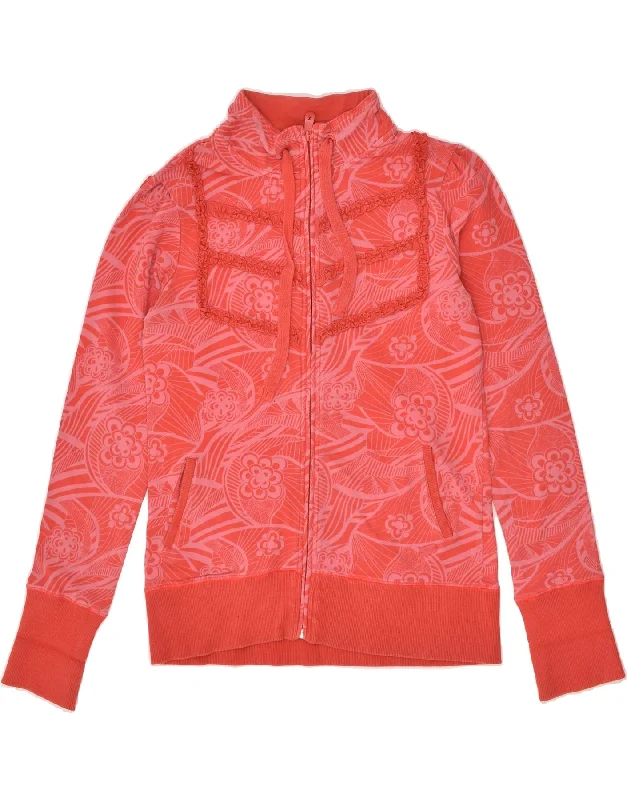 ROXY Womens Abstract Pattern Tracksuit Top Jacket UK 12 Medium Red Cotton Toggled Jacket Drawstring Jacket Belted Jacket ROXY Womens Abstract Pattern Tracksuit Top Jacket UK 12 Medium Red Cotton Toggled Jacket Drawstring Jacket Belted Jacket
