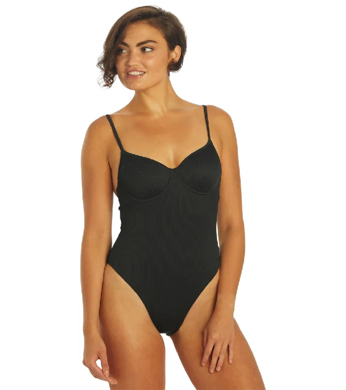 Roxy Women's Rib Roxy Love The Muse One Piece Swim Suit Anthracite High-Waist Bikini Set