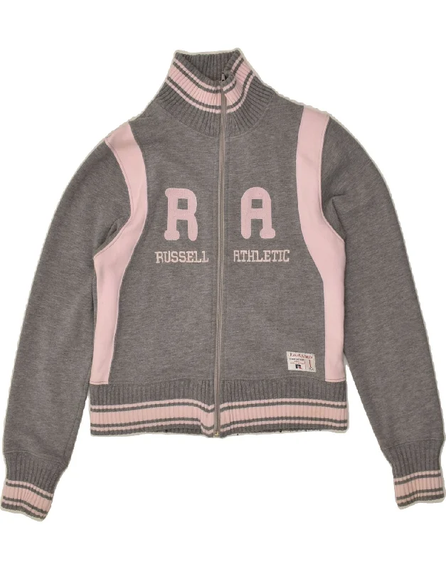 RUSSELL ATHLETIC Womens Graphic Tracksuit Top Jacket UK 12 Medium Grey Nylon Jacket Polyester Jacket Spandex Jacket RUSSELL ATHLETIC Womens Graphic Tracksuit Top Jacket UK 12 Medium Grey Nylon Jacket Polyester Jacket Spandex Jacket