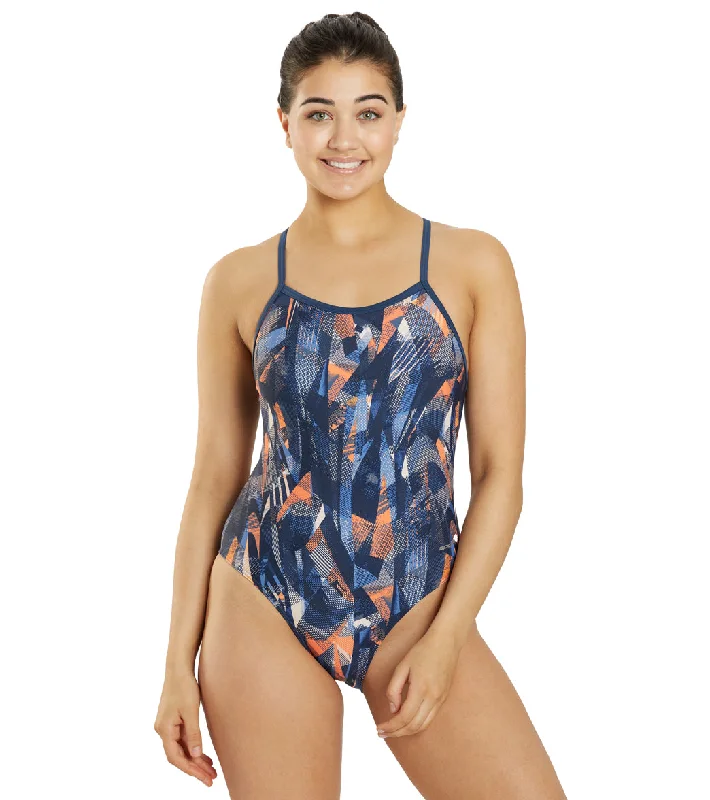 Sporti Catalyst Thin Strap One Piece Swimsuit (22-44) Navy/Orange Floral Swimwear Set