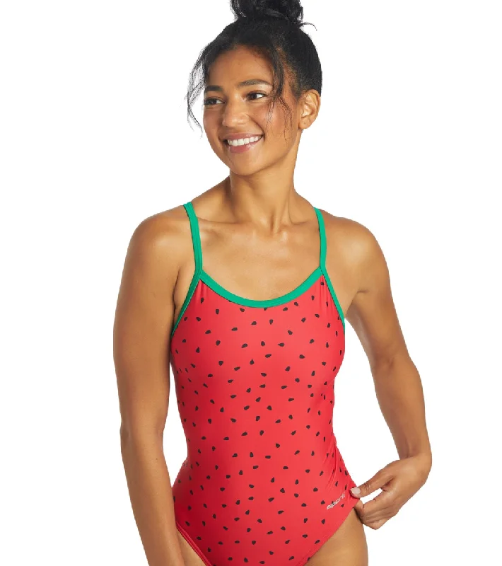 Sporti Watermelon Thin Strap One Piece Swimsuit (22-44) Multi Beachy Ruffle Bikini