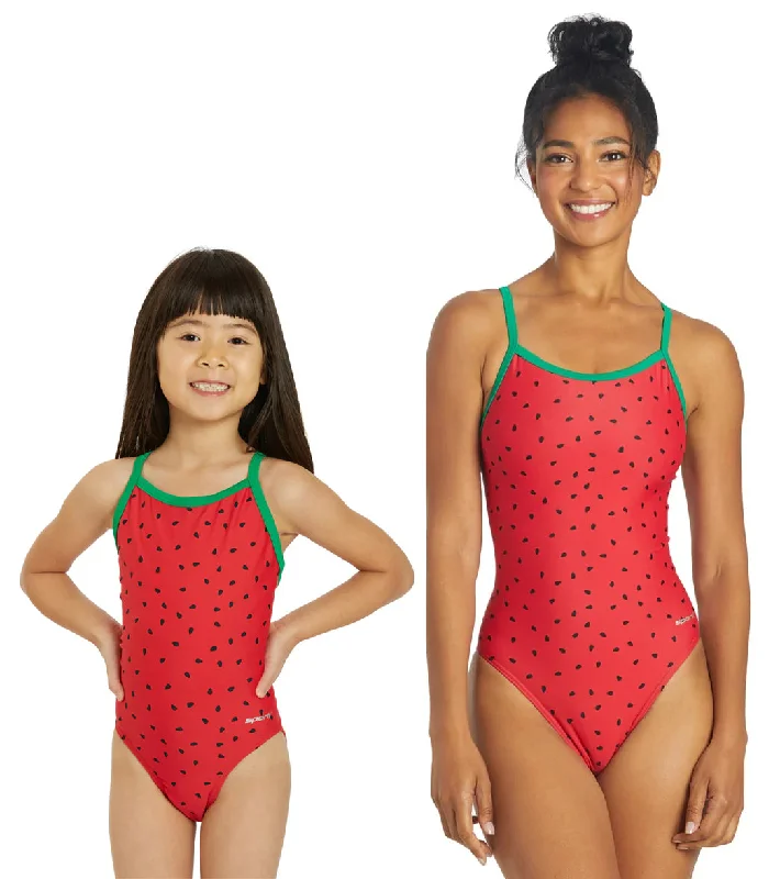 Sporti Watermelon Thin Strap One Piece Swimsuit (22-44) Plus-Size Bikini Set