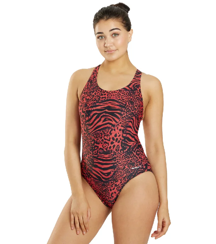 Sporti Wild Thing Wide Strap One Piece Swimsuit (22-44) Red Vintage Swimwear Look