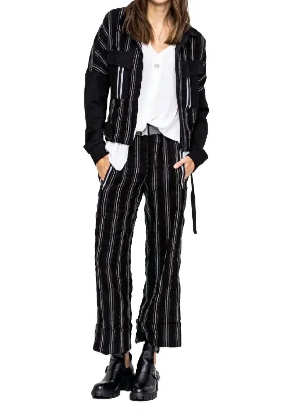 Striped Jacket In Black/white Tiered Jacket Buttoned Jacket Zippered Jacket