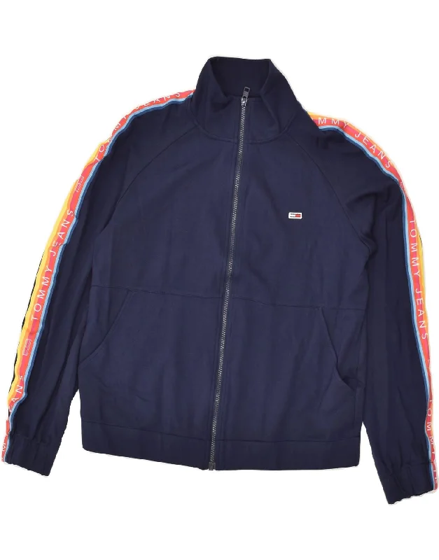 TOMMY HILFIGER Womens Graphic Tracksuit Top Jacket UK 14 Medium Navy Blue Wool Jacket Cashmere Jacket Tweed Jacket TOMMY HILFIGER Womens Graphic Tracksuit Top Jacket UK 14 Medium Navy Blue Wool Jacket Cashmere Jacket Tweed Jacket