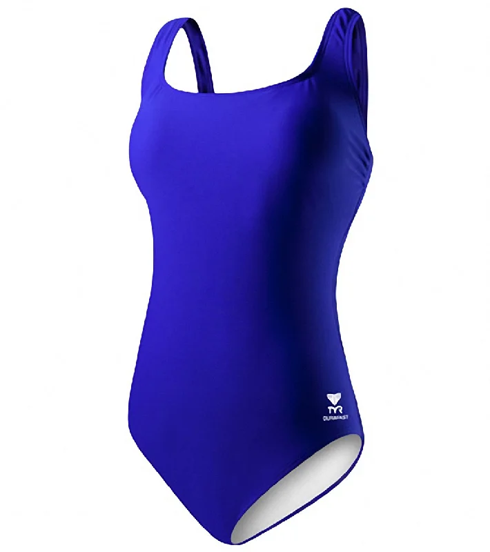 TYR Solid Aqua Chlorine Resistant Controlfit U Back One Piece Swimsuit SeaBreeze Retro Swimwear Style