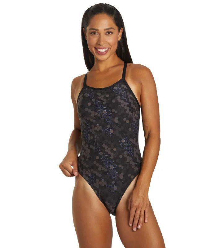 TYR Women's Carbon Hexa Diamond Controlfit One Piece Swimsuit Solid Color Swimsuit