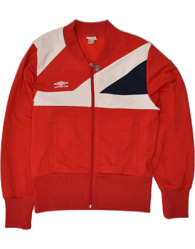 UMBRO Womens Tracksuit Top Jacket UK 12 Medium Red Colourblock Polyester Fleece Fabric Down Fabric Feather Fabric UMBRO Womens Tracksuit Top Jacket UK 12 Medium Red Colourblock Polyester Fleece Fabric Down Fabric Feather Fabric