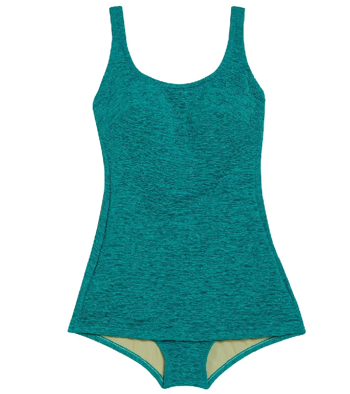 Women's Krinkle By Penbrooke Chlorine Resistant Scoop Neck Sheath Chlorine Resistant One Piece Swimsuit Jade Classic Swimsuit Design