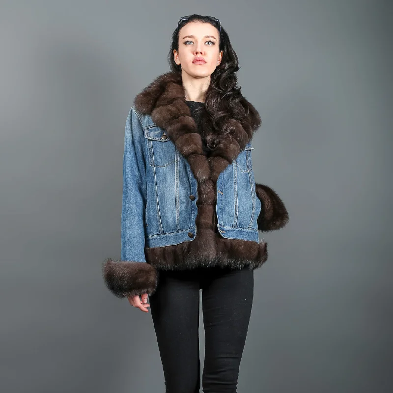 Sable Fur and denim luxury women's jacket Lace Jacket Ribbed Jacket Sequined Jacket Sable Fur and denim luxury women's jacket Lace Jacket Ribbed Jacket Sequined Jacket