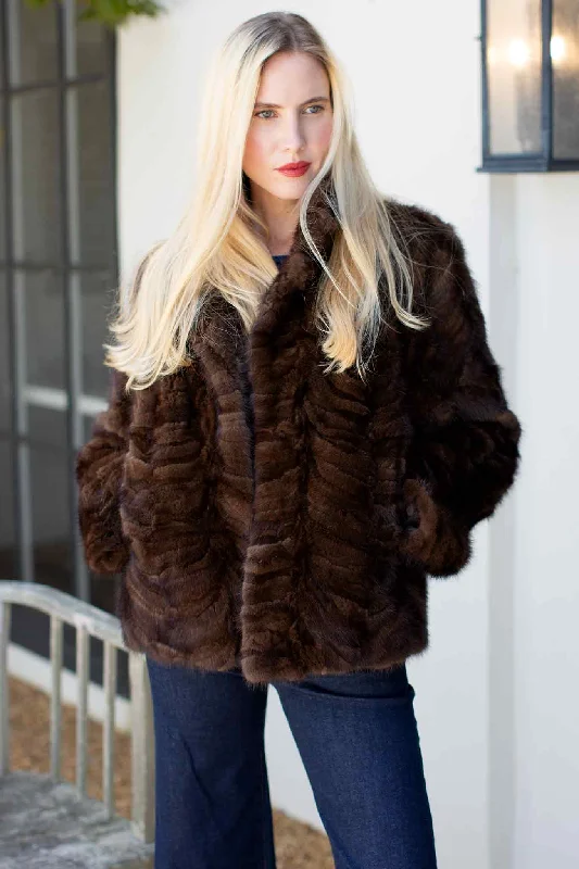 Mink Fur Jacket with Straight Sleeves & Notch Collar Faux Fur Jacket Real Fur Jacket Shearling Jacket Mink Fur Jacket with Straight Sleeves & Notch Collar Faux Fur Jacket Real Fur Jacket Shearling Jacket