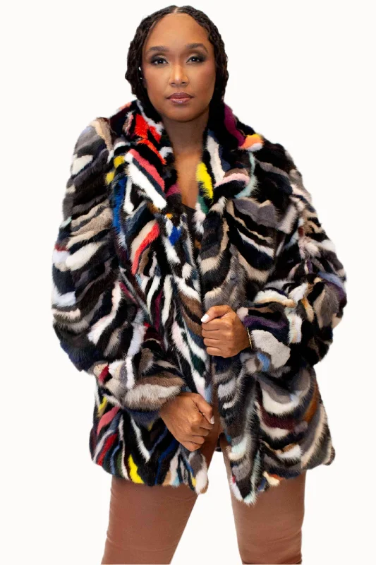 Mink Fur Jacket with Shawl Collar & Bracelet Cuffs Knit Jacket Woven Jacket Fleece Jacket Mink Fur Jacket with Shawl Collar & Bracelet Cuffs Knit Jacket Woven Jacket Fleece Jacket