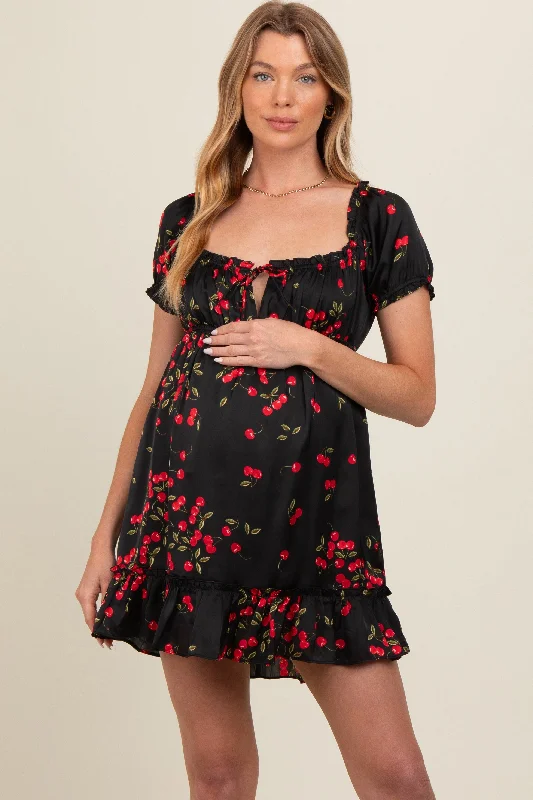 Black Cherry Puff Sleeve Maternity Mini Dress Chic Sleeveless Mini Dress