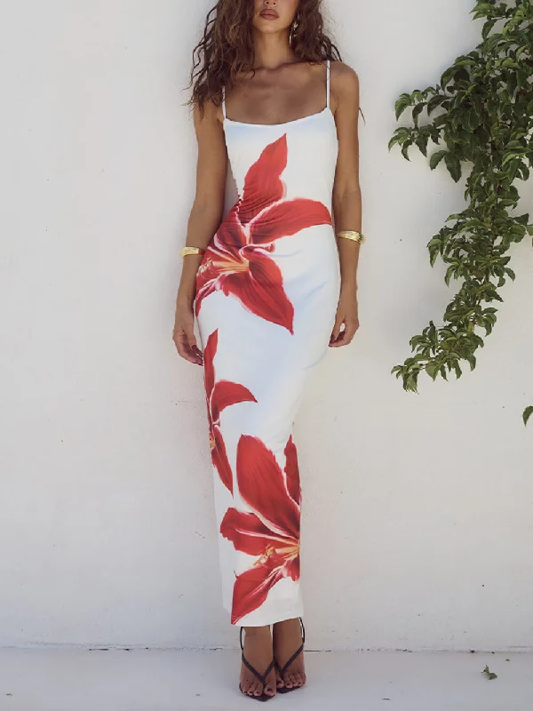 Unforgettable Abstract Floral Charming Print Maxi Dress Trendy A-Line Maxi Dress