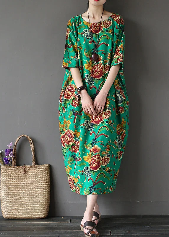 Green Solid Maxi Dress Short Sleeve Cozy Knitted Maxi Dress