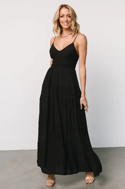 Lohan Tank Maxi Dress | Black Stylish V-Neck Maxi Dress